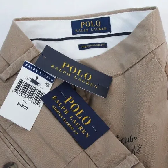 NWT Polo Ralph Lauren Men's Varsity Football OG Club Stretch Khaki Chinos, 34x30